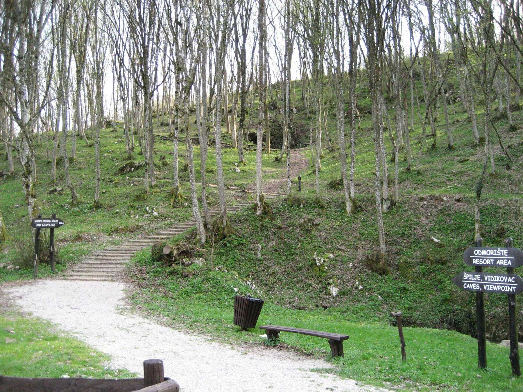 Chemin et escalier menant aux grottes de Barać, près de Rakovica